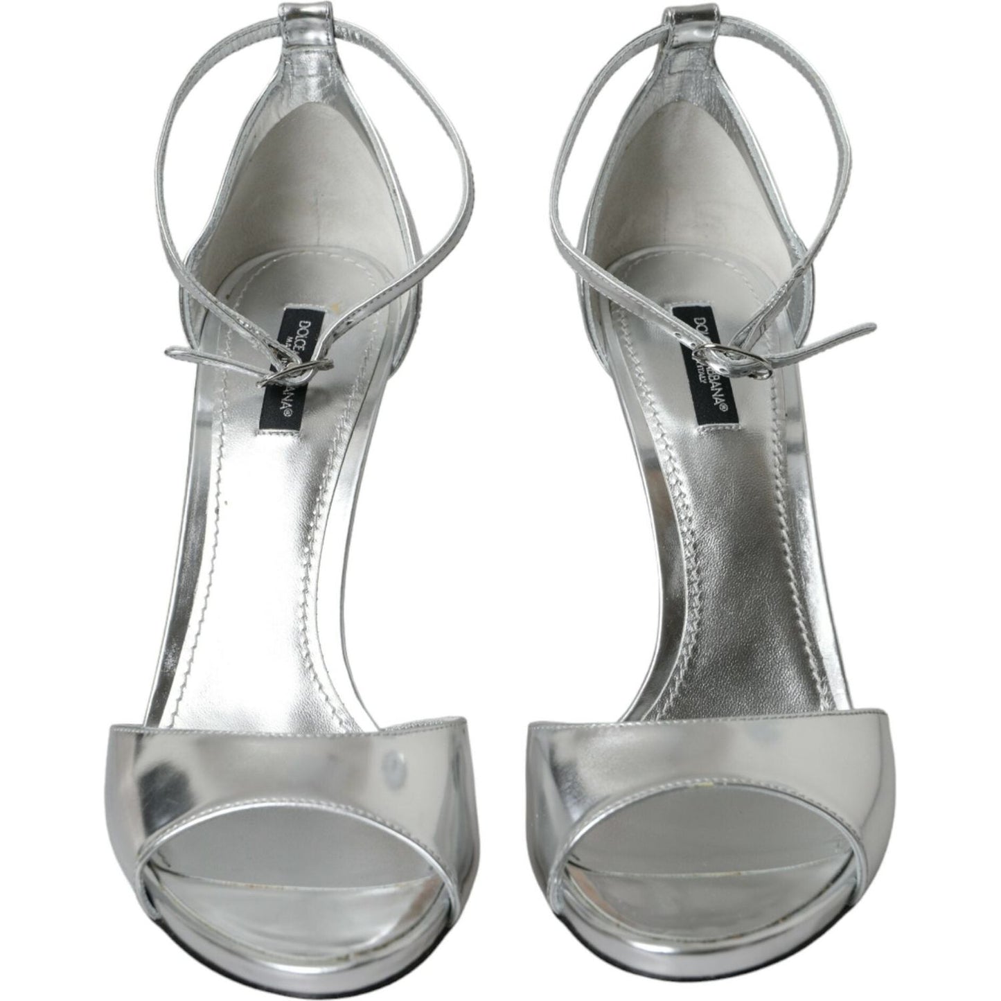 Dolce & Gabbana Silver KEIRA Leather Heels Sandals Shoes LA10711-40