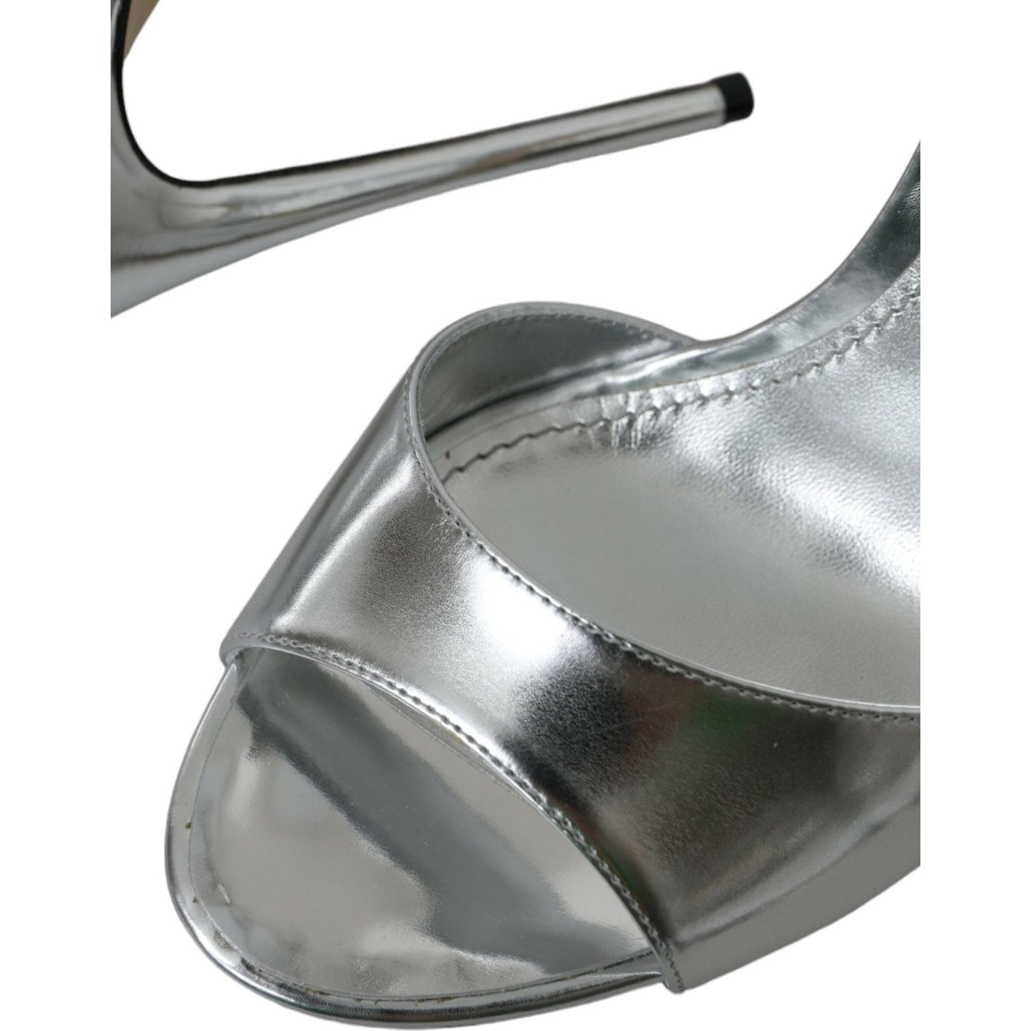 Dolce & Gabbana Silver KEIRA Leather Heels Sandals Shoes LA10711-40