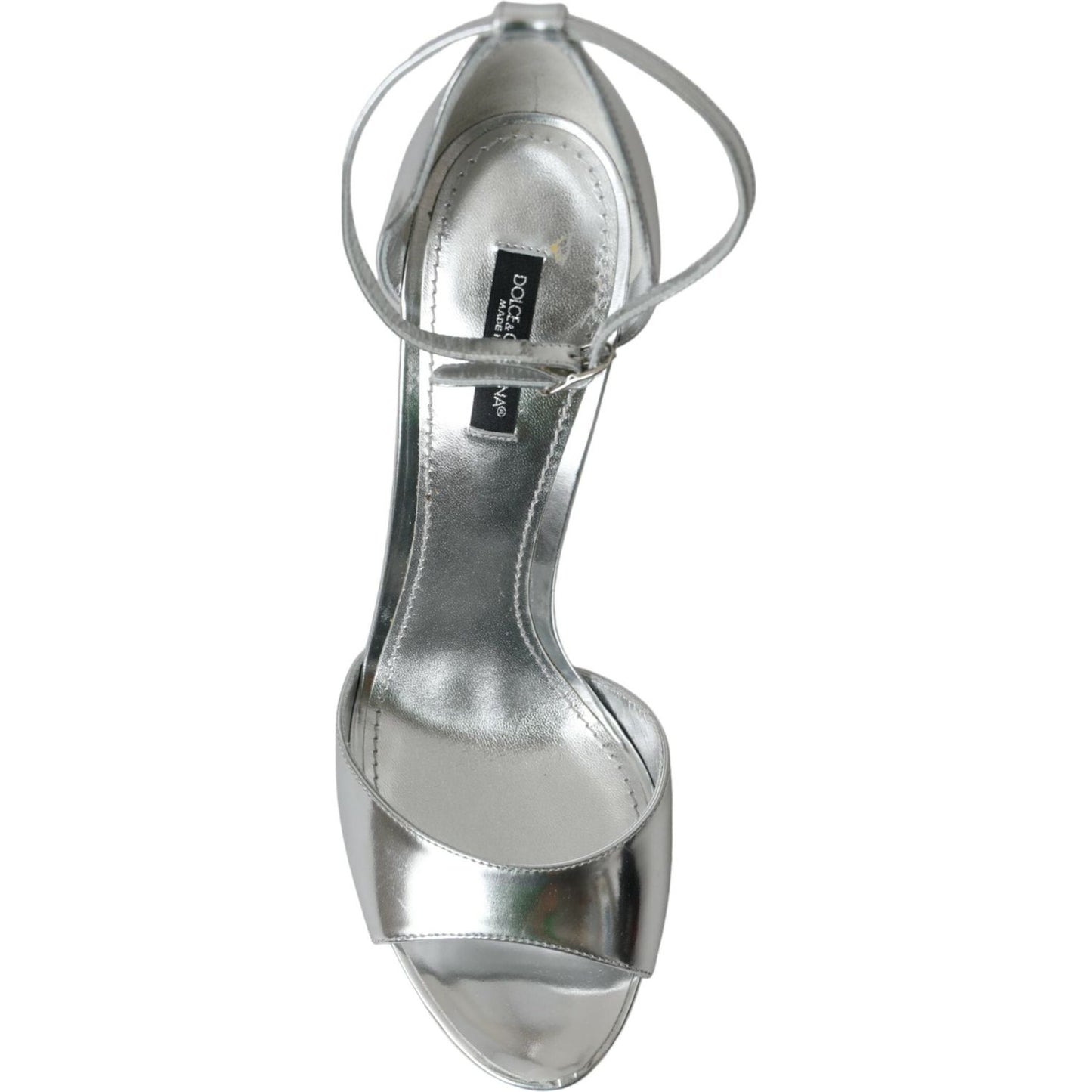Dolce & Gabbana Silver KEIRA Leather Heels Sandals Shoes LA10711-40