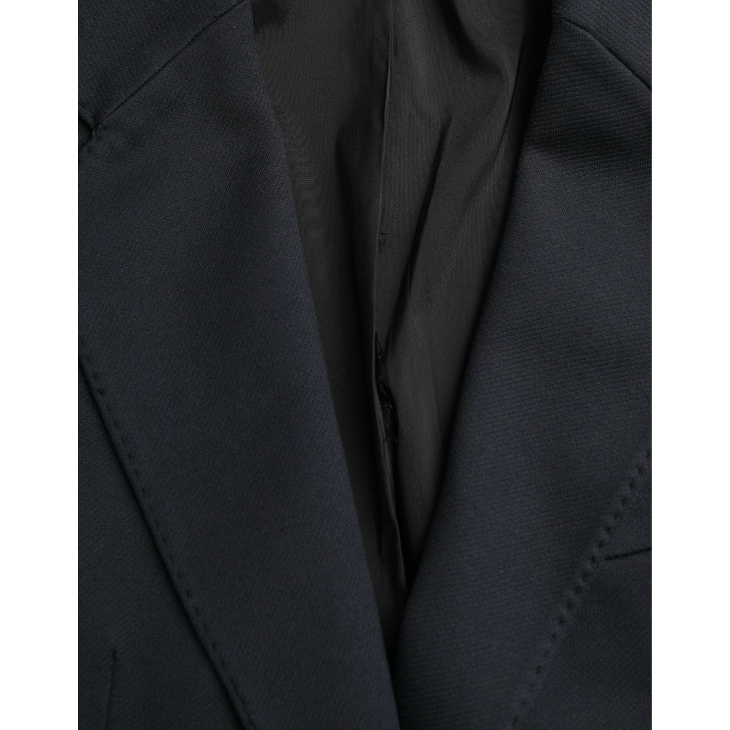 Dolce & Gabbana Dark Blue Cotton Single Breasted Coat Blazer