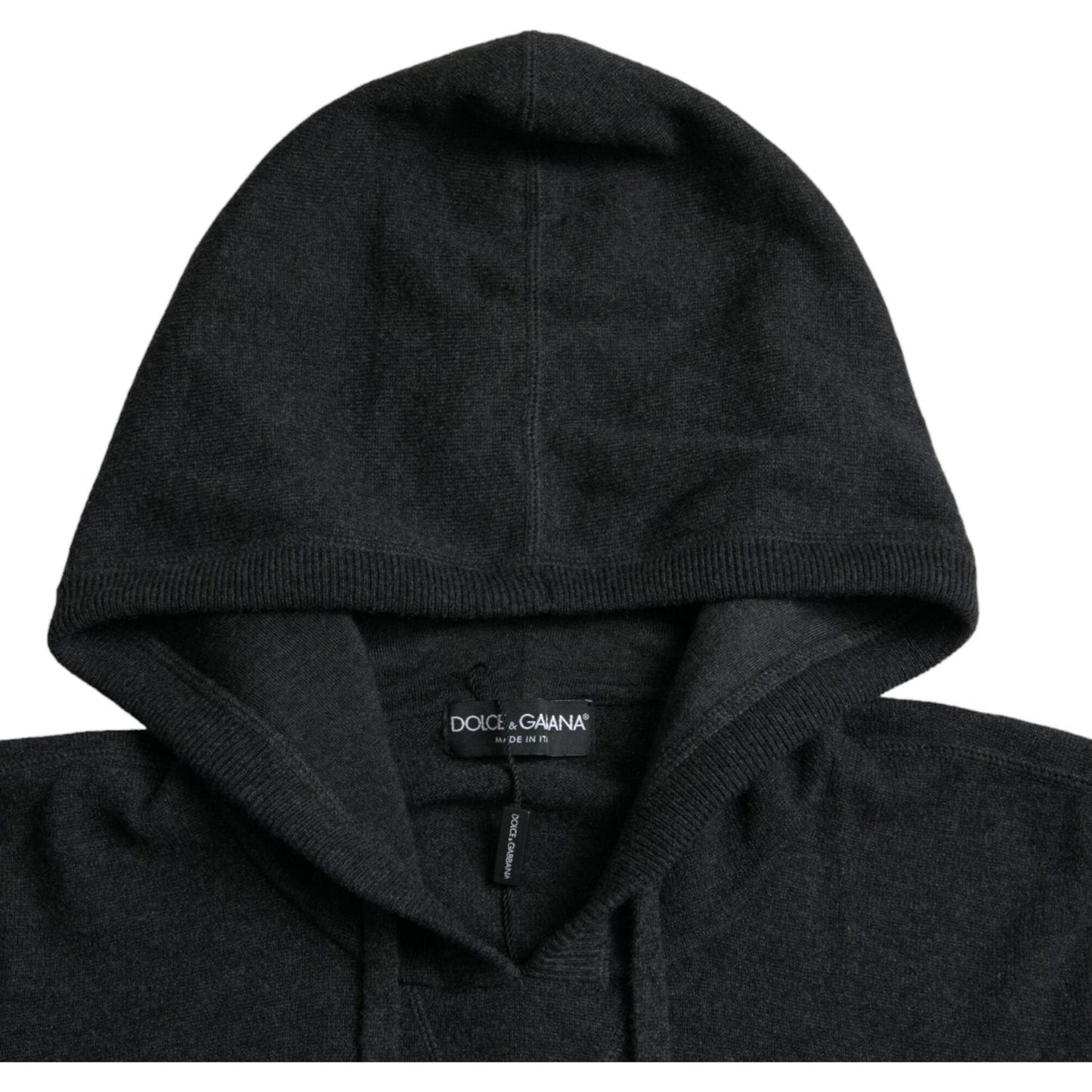 Dolce & Gabbana Dark Gray Cashmere Hooded Pullover Sweater TSH84671-54