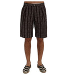 Dolce & Gabbana Bordeaux White Striped Hemp Casual Shorts SIG60407-5
