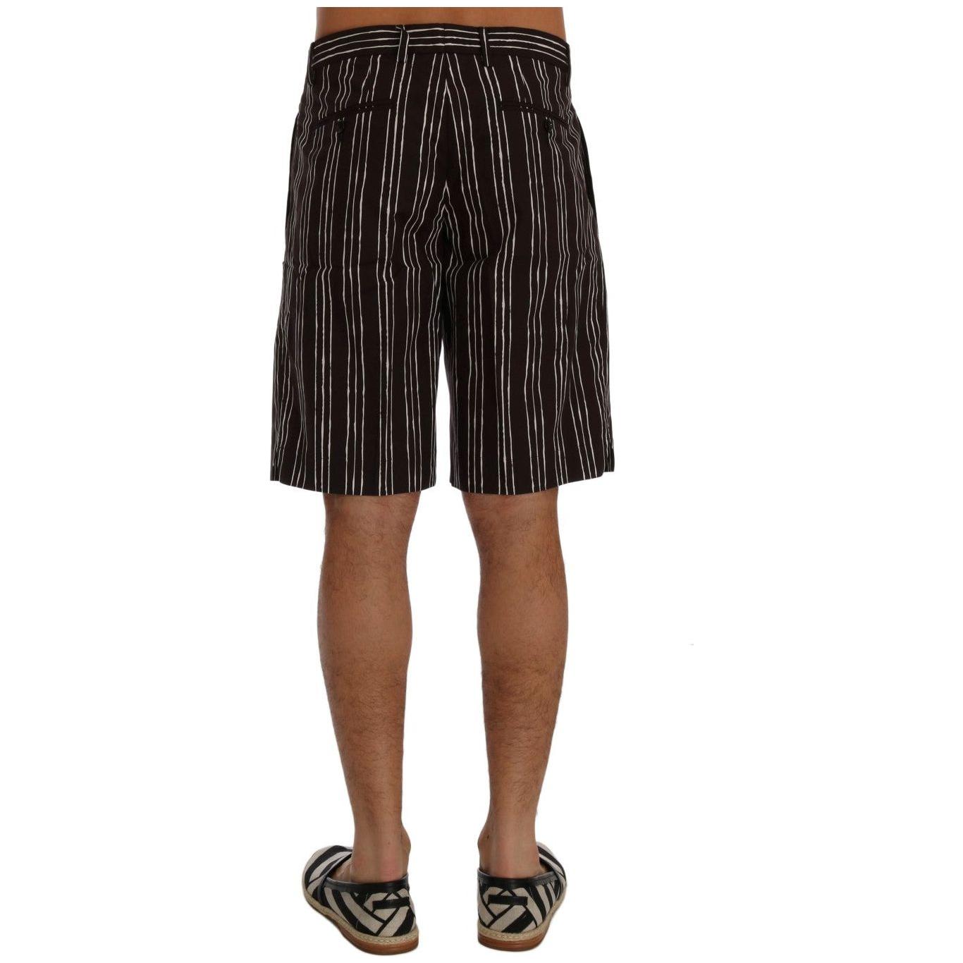 Dolce & Gabbana Bordeaux White Striped Hemp Casual Shorts SIG60407-5