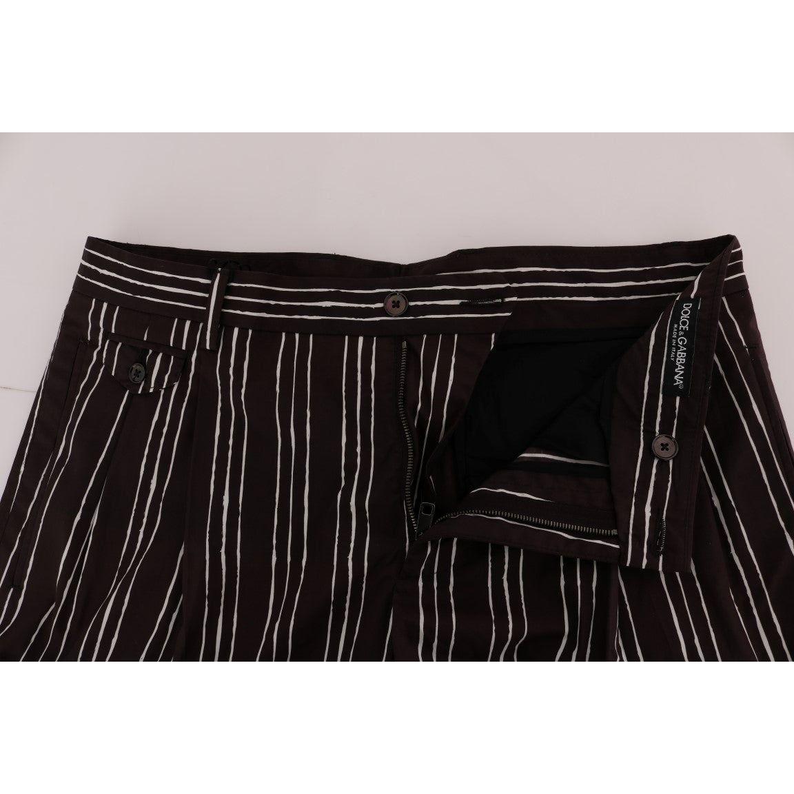 Dolce & Gabbana Bordeaux White Striped Hemp Casual Shorts SIG60407-5