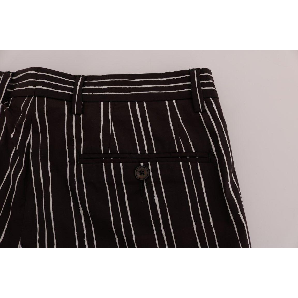 Dolce & Gabbana Bordeaux White Striped Hemp Casual Shorts SIG60407-5