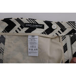 Dolce & Gabbana White Black Striped Cotton Linen Shorts SIG60408-8