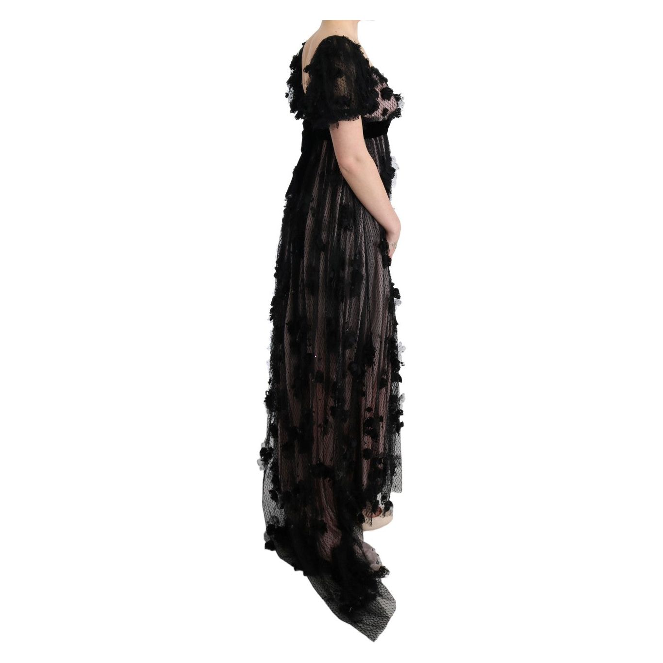 Dolce & Gabbana Black Pink Silk Applique Shift Dress SIG60592-1