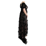 Dolce & Gabbana Black Pink Silk Applique Shift Dress SIG60592-1