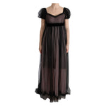 Dolce & Gabbana Black Pink Silk Long Shift Dress SIG60594-1