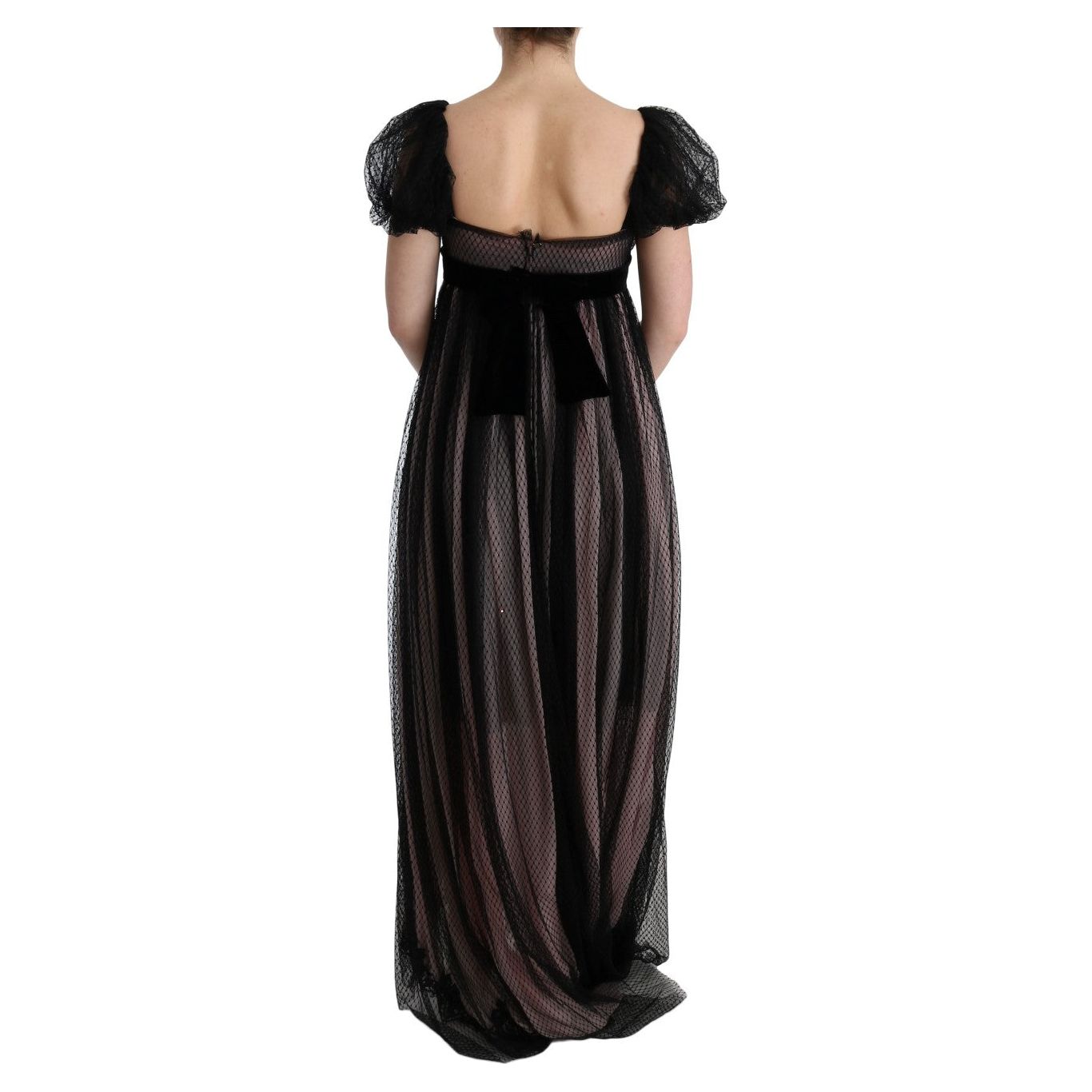 Dolce & Gabbana Black Pink Silk Long Shift Dress SIG60594-1