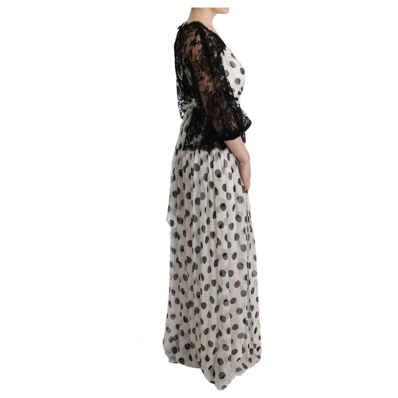 Dolce & Gabbana Black White Polka Dotted Floral Dress SIG60596-1