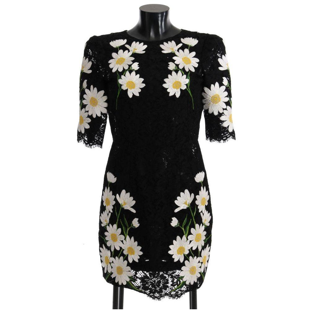 Dolce & Gabbana Black Floral Lace Chamomile Sicily Dress SIG60665-1