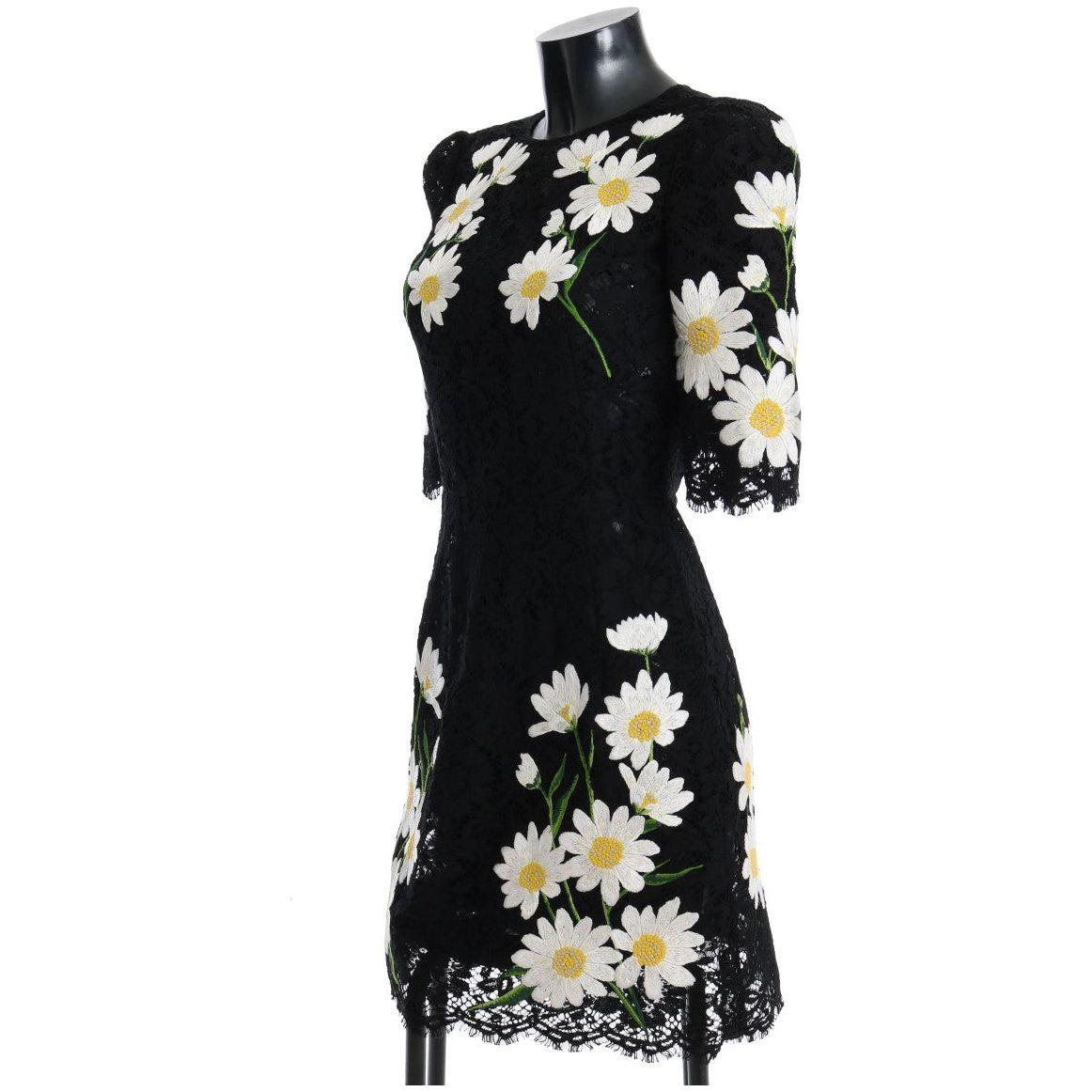 Dolce & Gabbana Black Floral Lace Chamomile Sicily Dress SIG60665-1