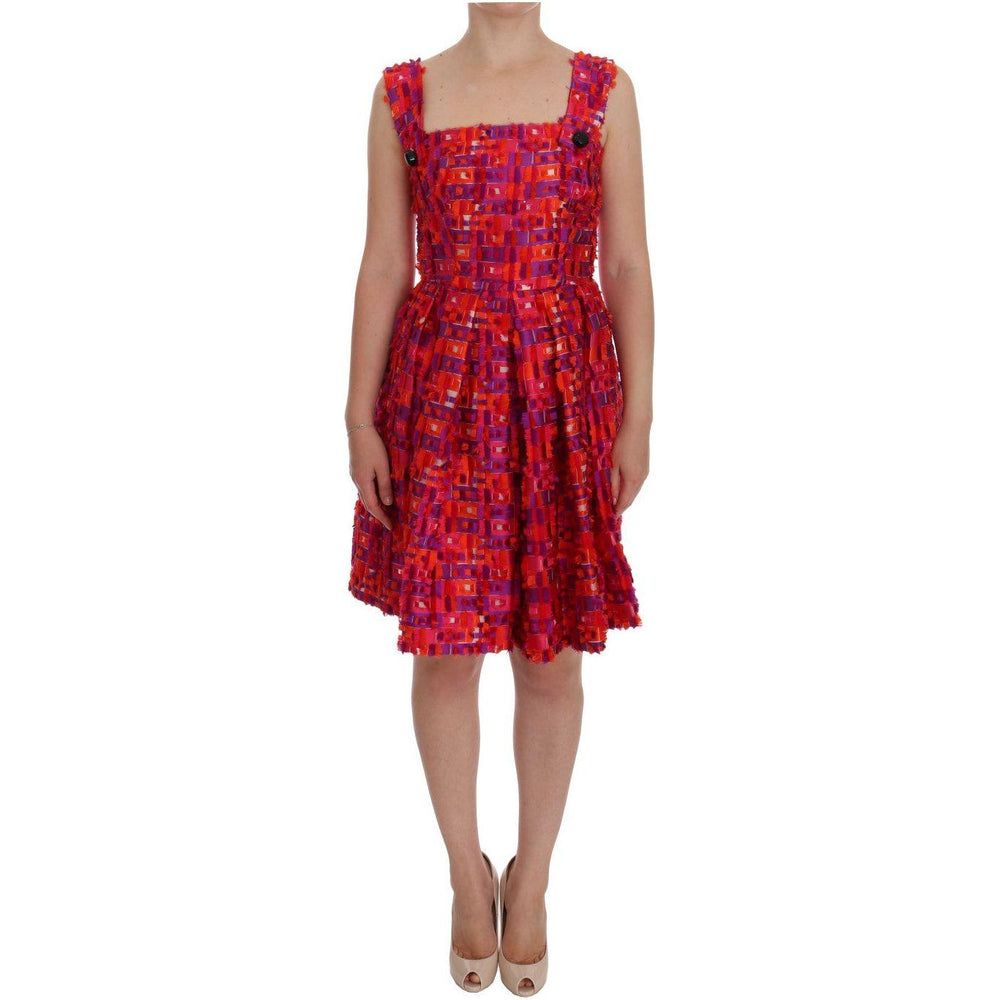 Dolce & Gabbana Pink Patterned A-line Above Knees Dress DR1020-40