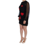 Dolce & Gabbana Black Lace Red Heart Shift Dress DR999-1