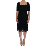 Dolce & Gabbana Black Floral Ricamo Sheath Dress DR1081-1