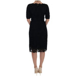 Dolce & Gabbana Black Floral Ricamo Sheath Dress DR1081-1