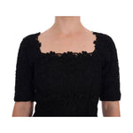 Dolce & Gabbana Black Floral Ricamo Sheath Dress DR1081-1