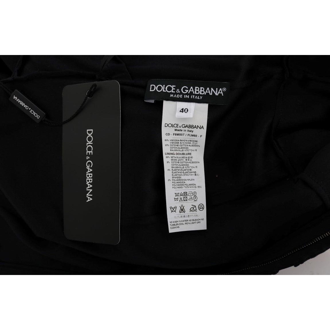 Dolce & Gabbana Black Floral Ricamo Sheath Dress DR1081-1