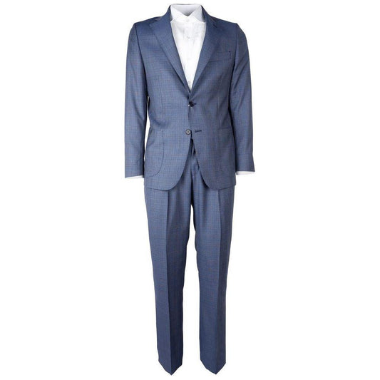 Made in Italy Blue Wool Men Suit Jacket Trouser Combo