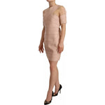 Dsquared² Beige Leather Open Shoulder Sheath Mini Dress 295403198452 -42