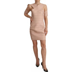 Dsquared² Beige Leather Open Shoulder Sheath Mini Dress 295403198452 -42
