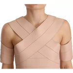 Dsquared² Beige Leather Open Shoulder Sheath Mini Dress 295403198452 -42