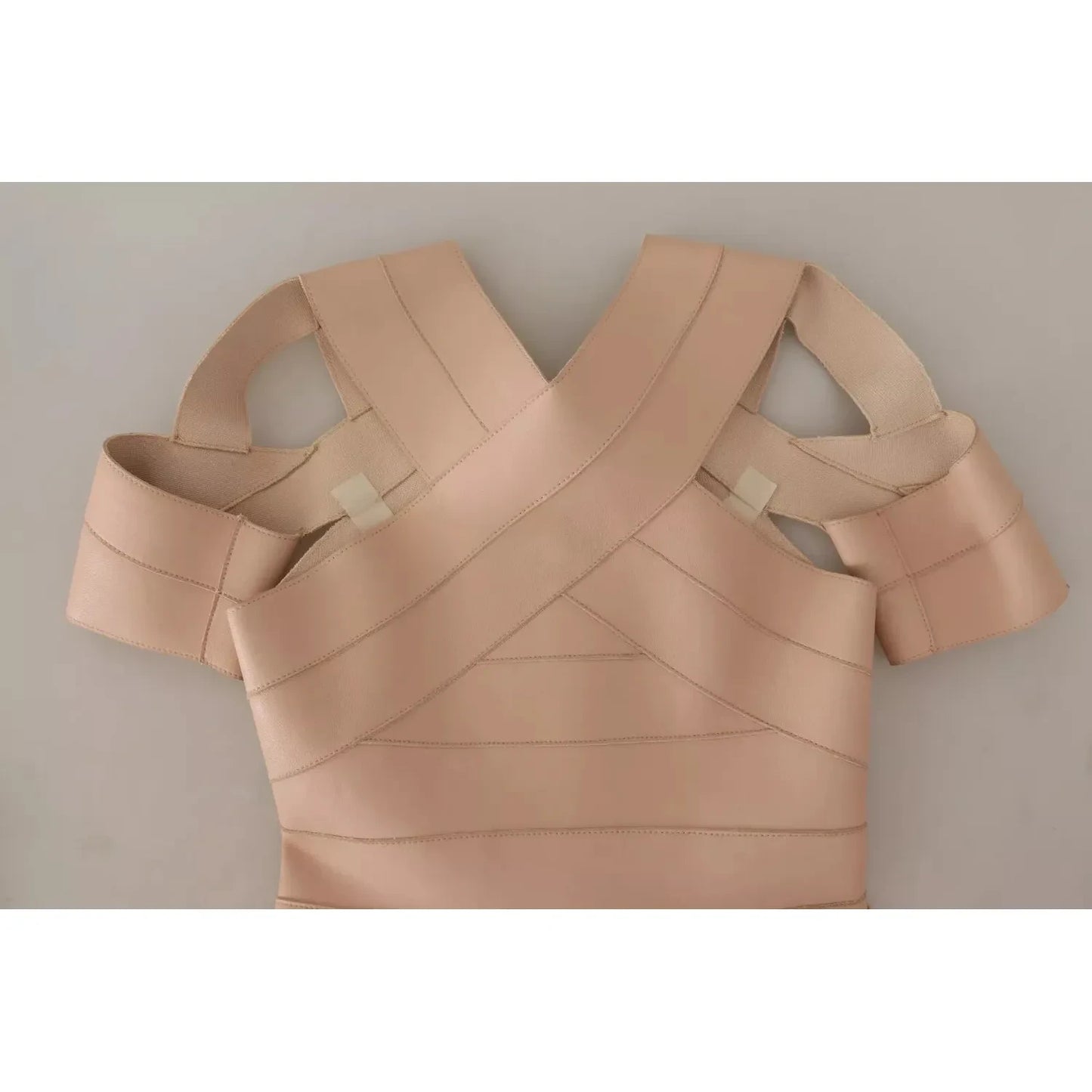 Dsquared² Beige Leather Open Shoulder Sheath Mini Dress 295403198452 -42