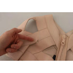 Dsquared² Beige Leather Open Shoulder Sheath Mini Dress 295403198452 -42
