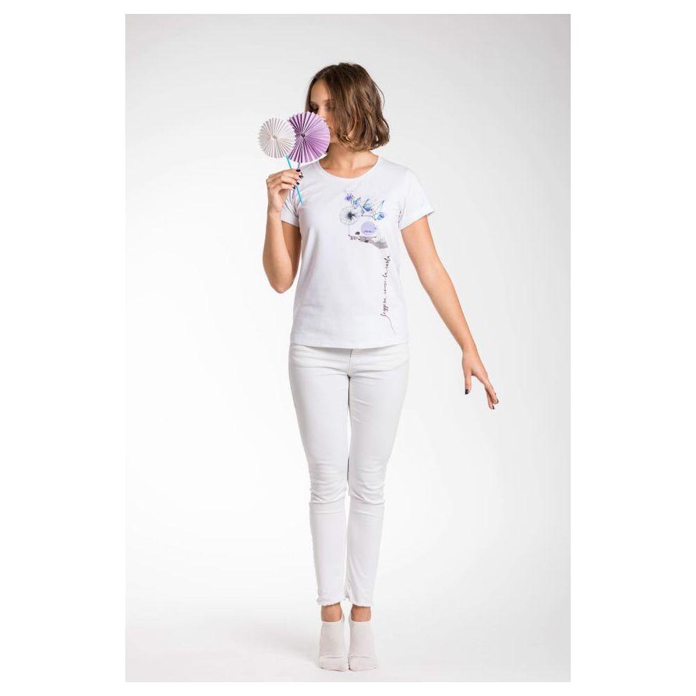 A.Tratti Elegant White Stretch Viscose Tee AT-11744-S