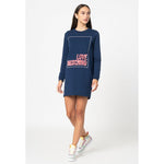 Love Moschino Blue Cotton Women Dress LO-6011-IT44|L
