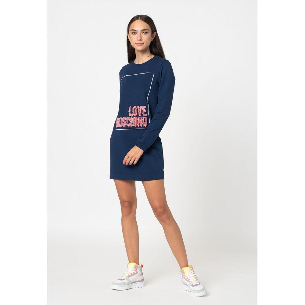 Love Moschino Blue Cotton Women Dress LO-6011-IT44|L