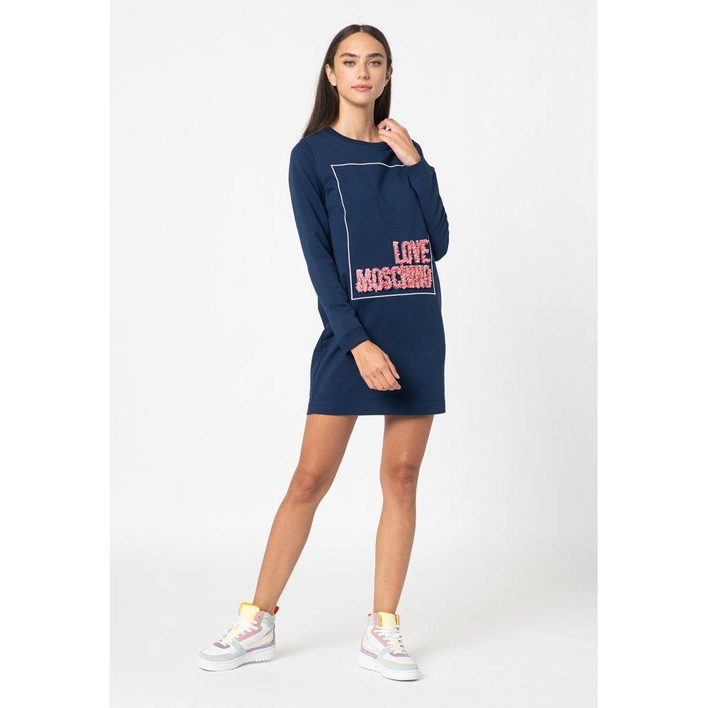 Love Moschino Blue Cotton Women Dress LO-6011-IT44|L