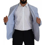 Dsquared² Blue Striped Single Breasted Formal Coat Blazer JKT3545-48
