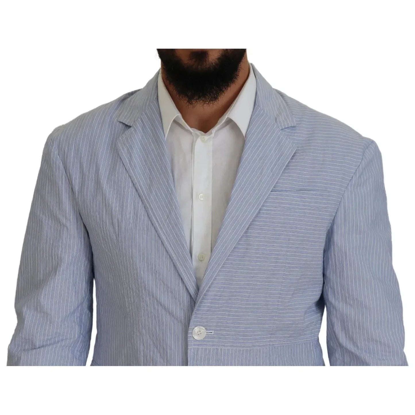 Dsquared² Blue Striped Single Breasted Formal Coat Blazer JKT3545-48