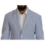 Dsquared² Blue Striped Single Breasted Formal Coat Blazer JKT3545-48