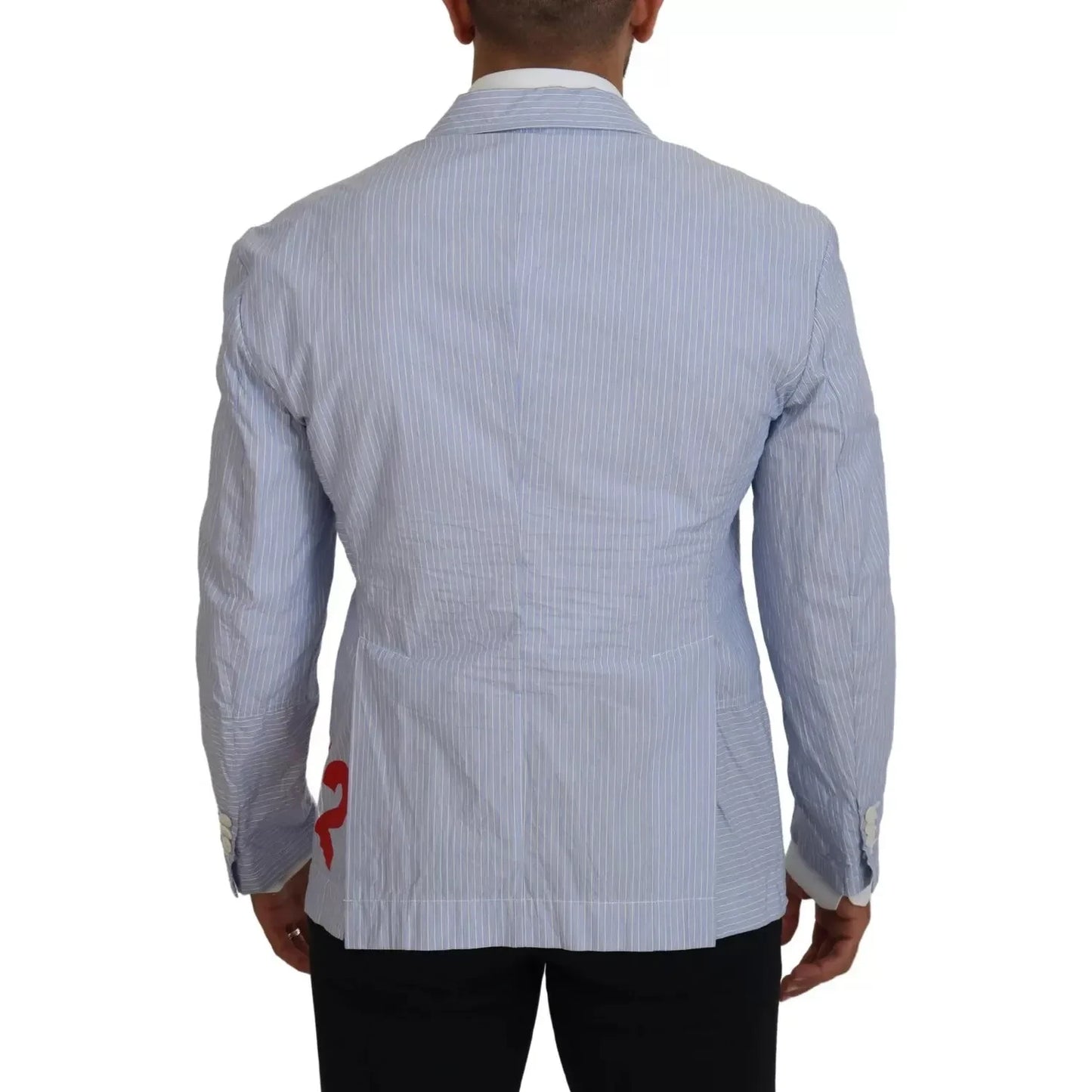 Dsquared² Blue Striped Single Breasted Formal Coat Blazer JKT3545-48