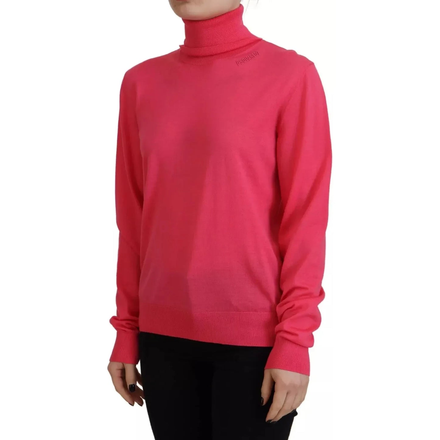 Dsquared² Pink Solid Long Sleeve Turtle Neck Casual Sweater TSH83426