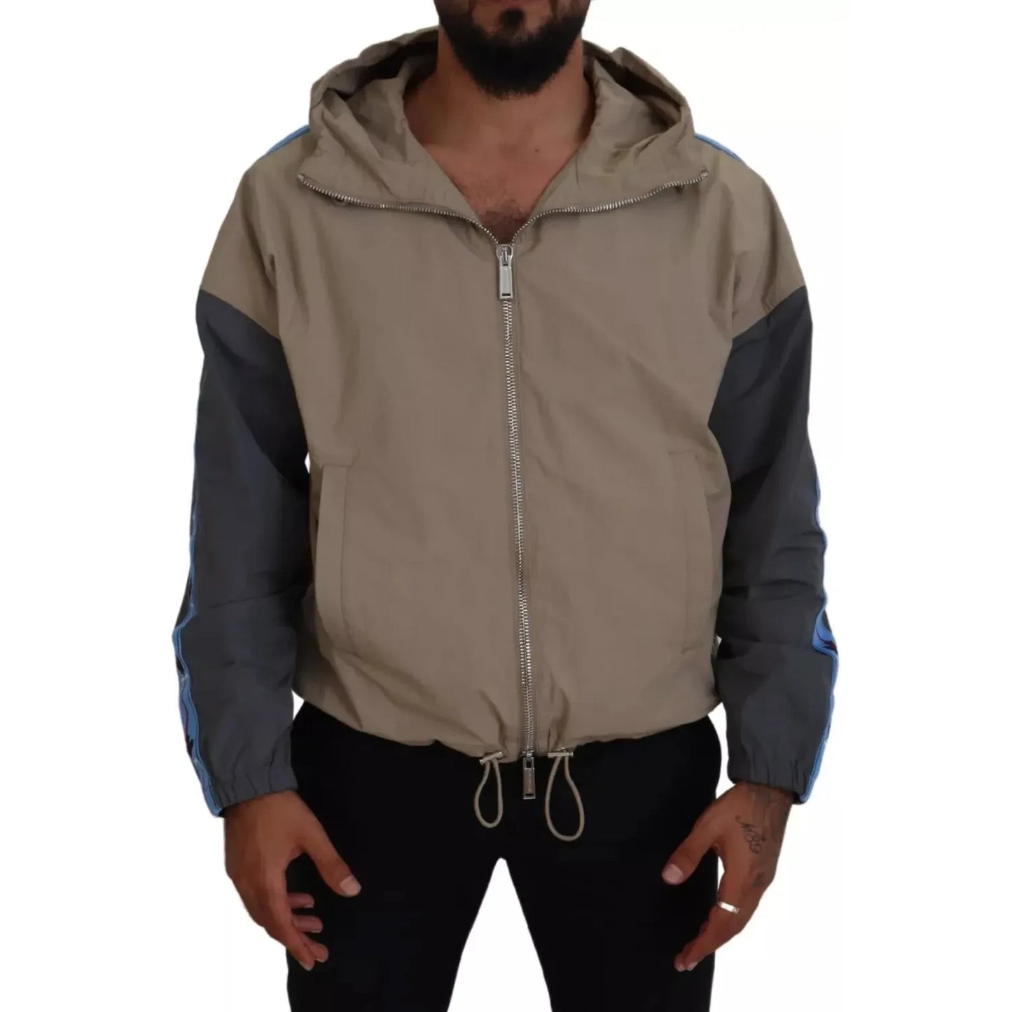 Dsquared² Brown Gray Sleeves Hooded Full Zip Jacket JKT3510-48