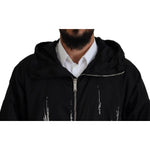 Dsquared² Black White Print Long Hooded Coat Nylon Jacket JKT3547-48