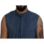 Dsquared² Blue Cotton Chain Embellishment Sleeveless Shirt TSH83551-48