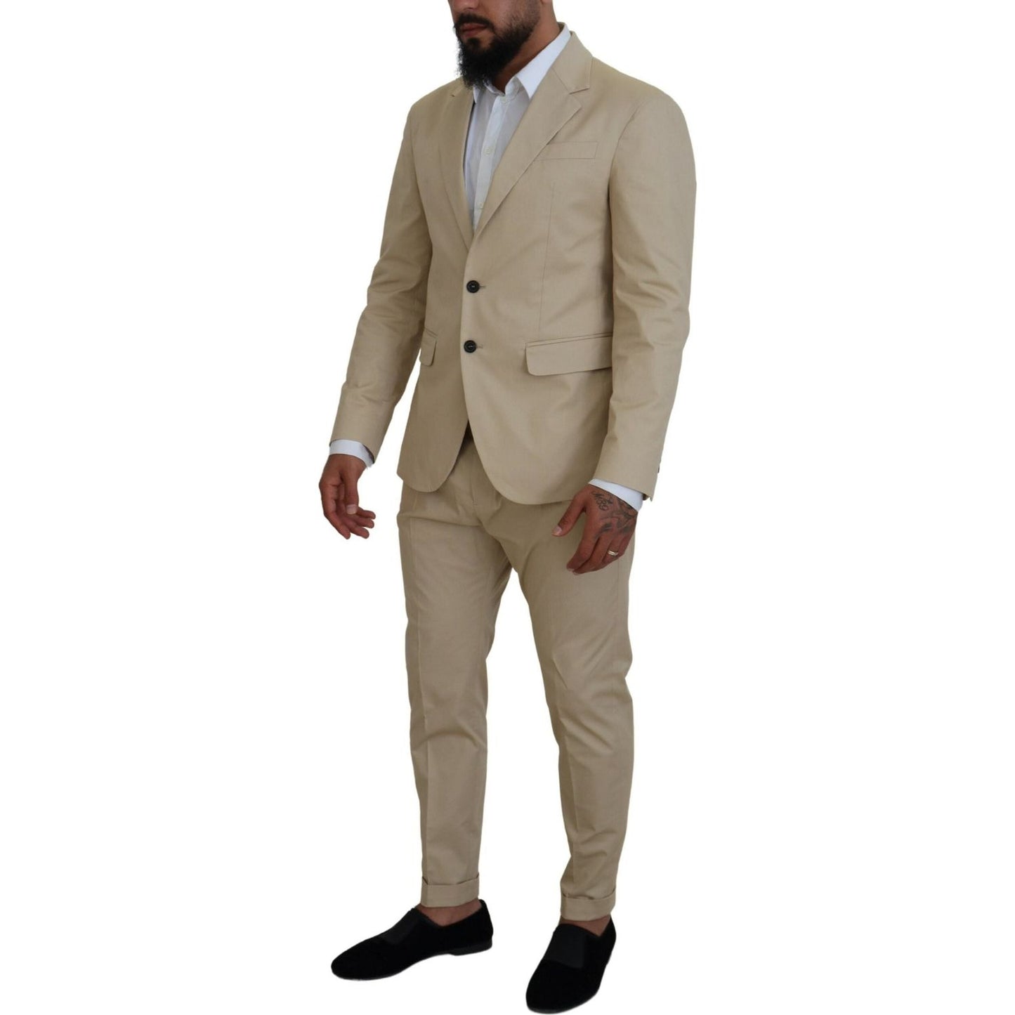 Dsquared² Beige Cotton Single Breasted 2 Piece CIPRO Suit KOS2011-48