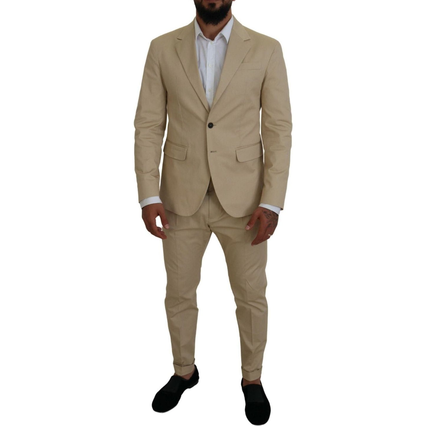 Dsquared² Beige Cotton Single Breasted 2 Piece CIPRO Suit KOS2011-48