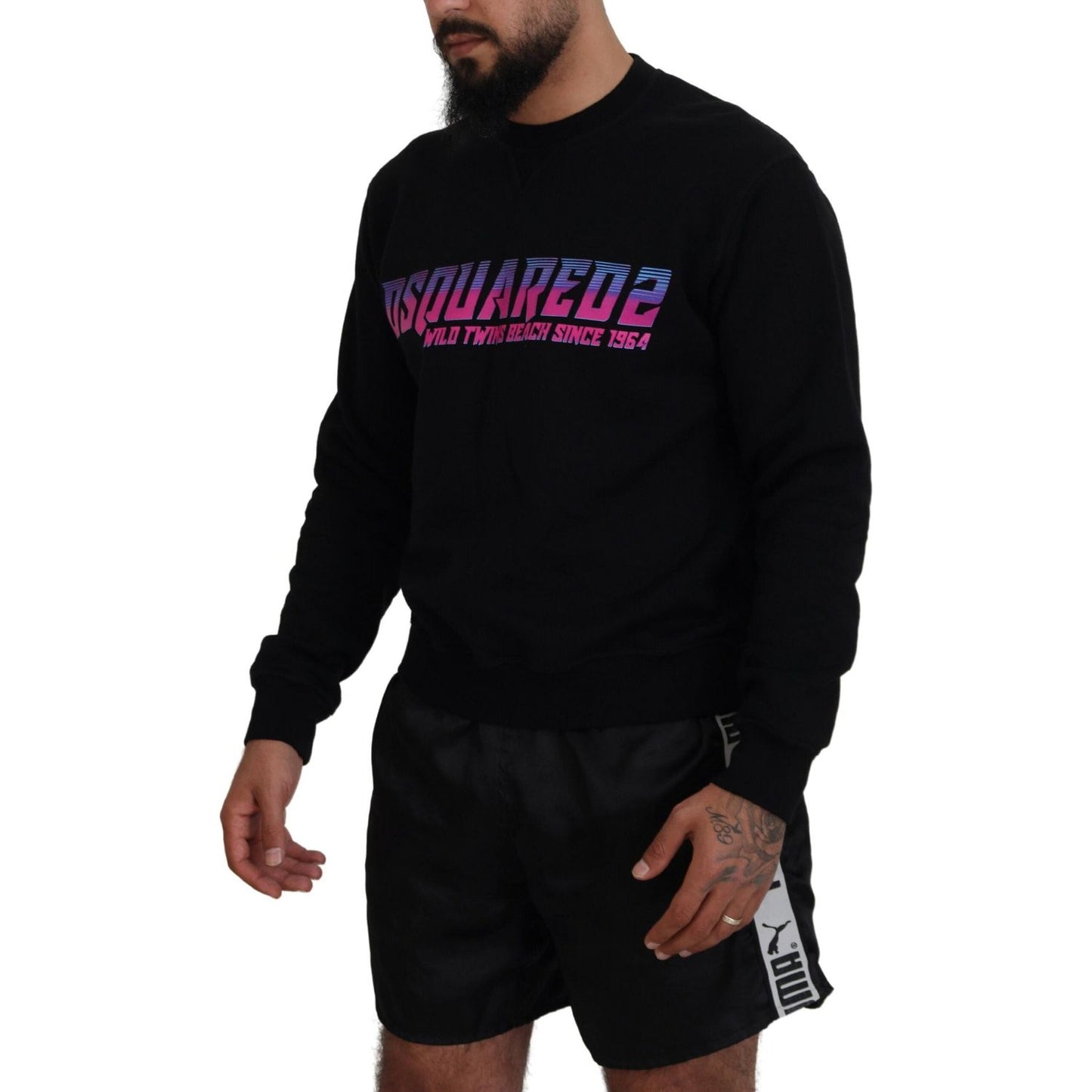 Dsquared² Black Logo Print Long Sleeves Men Pullover Sweater TSH83534-48