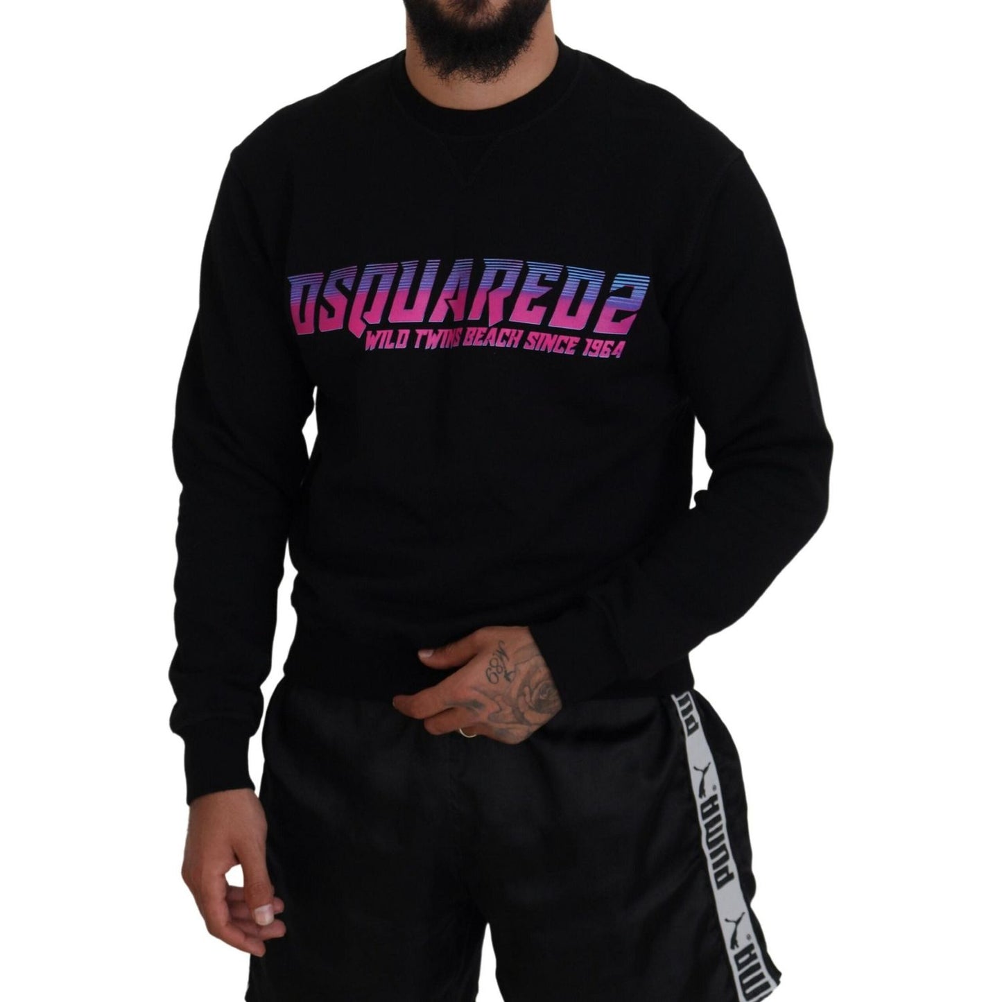 Dsquared² Black Logo Print Long Sleeves Men Pullover Sweater TSH83534-48