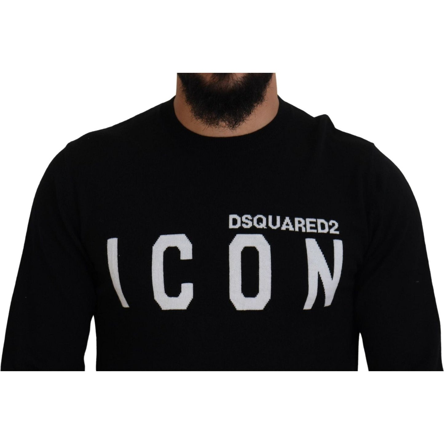 Dsquared² Black Logo Print Long Sleeves Men Pullover Sweater TSH83535-48