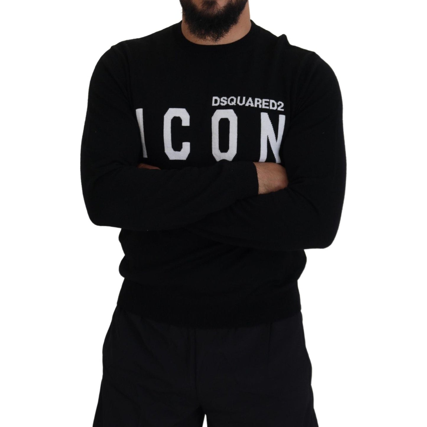 Dsquared² Black Logo Print Long Sleeves Men Pullover Sweater TSH83535-48
