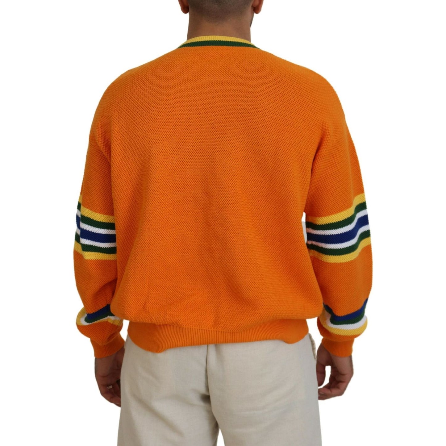 Dsquared² Orange Printed Long Sleeves Men Pullover Sweater TSH83543-48