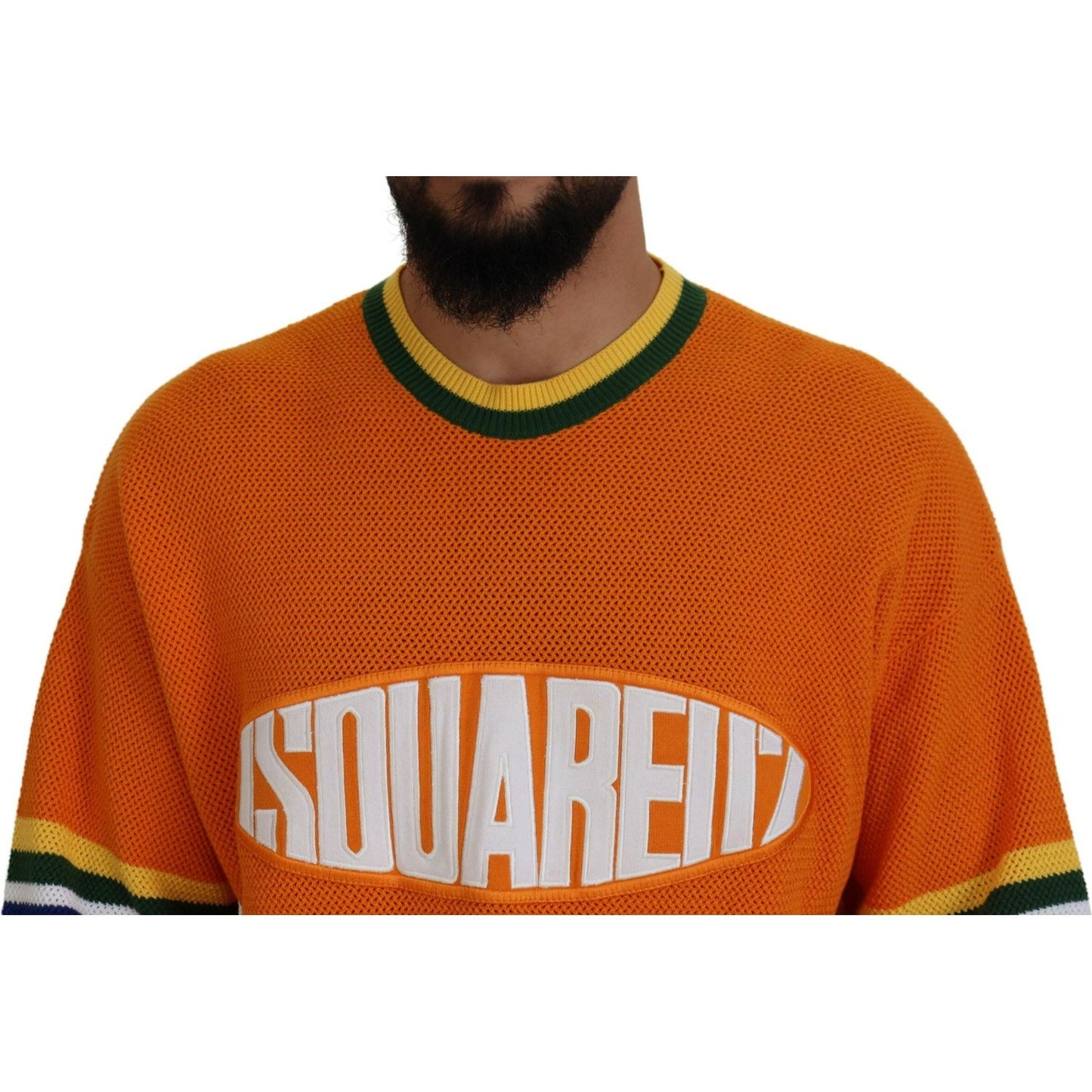 Dsquared² Orange Printed Long Sleeves Men Pullover Sweater TSH83543-48