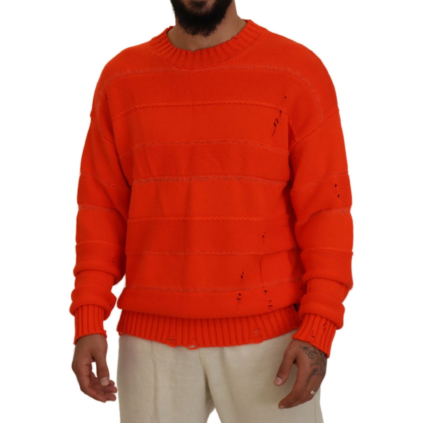 Dsquared² Orange Cotton Long Sleeves Men Pullover Sweater TSH83545-48